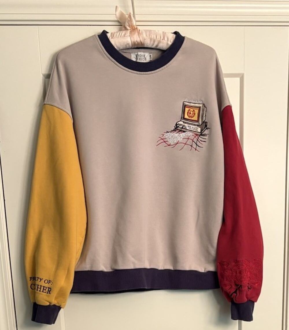 Knock Thrice Sz S/M Colorblock Sweatshirt IT Department Khaki/Blue/Red/Gold